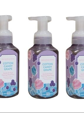 Bath & Body Works Cotton Candy Grape Foaming Hand Soap -Set of 3